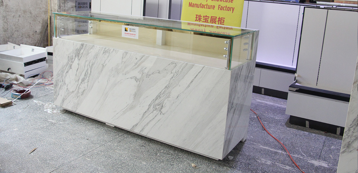 luxury design jewellery shop furniture showcase with marble and metal
