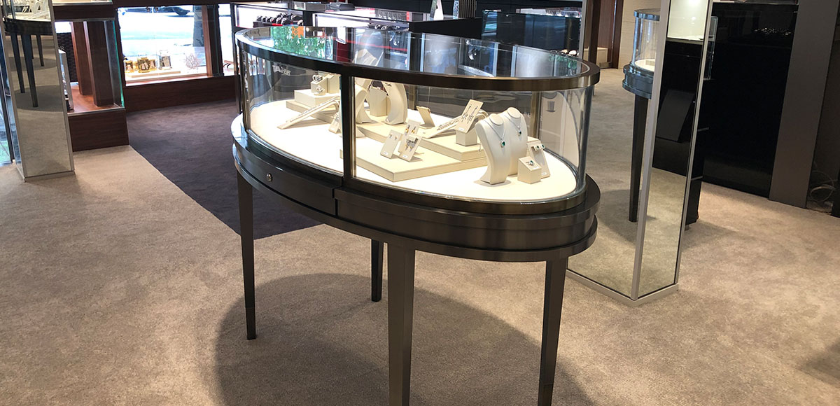 custom Oval Jewelry and watch store metal island Cabinet