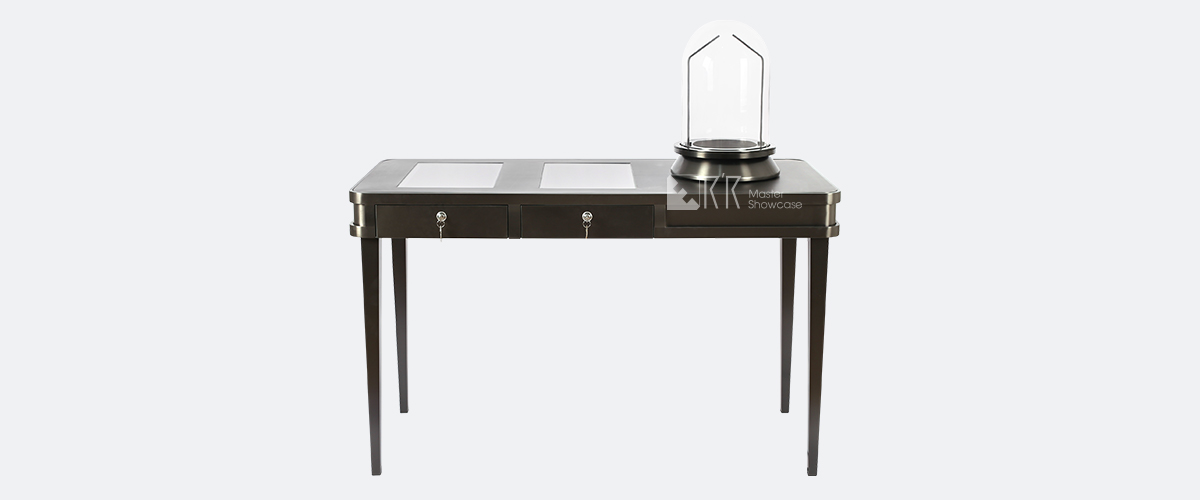 tabletop metal and glass jewelry display case VIP table